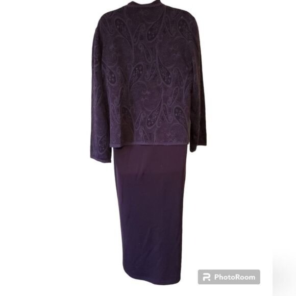 Vintage Miss Dorby Maxi Sweater Dress Jacket Dark Purple Woman's WOMEN'S LARGE - Picture 3 of 14